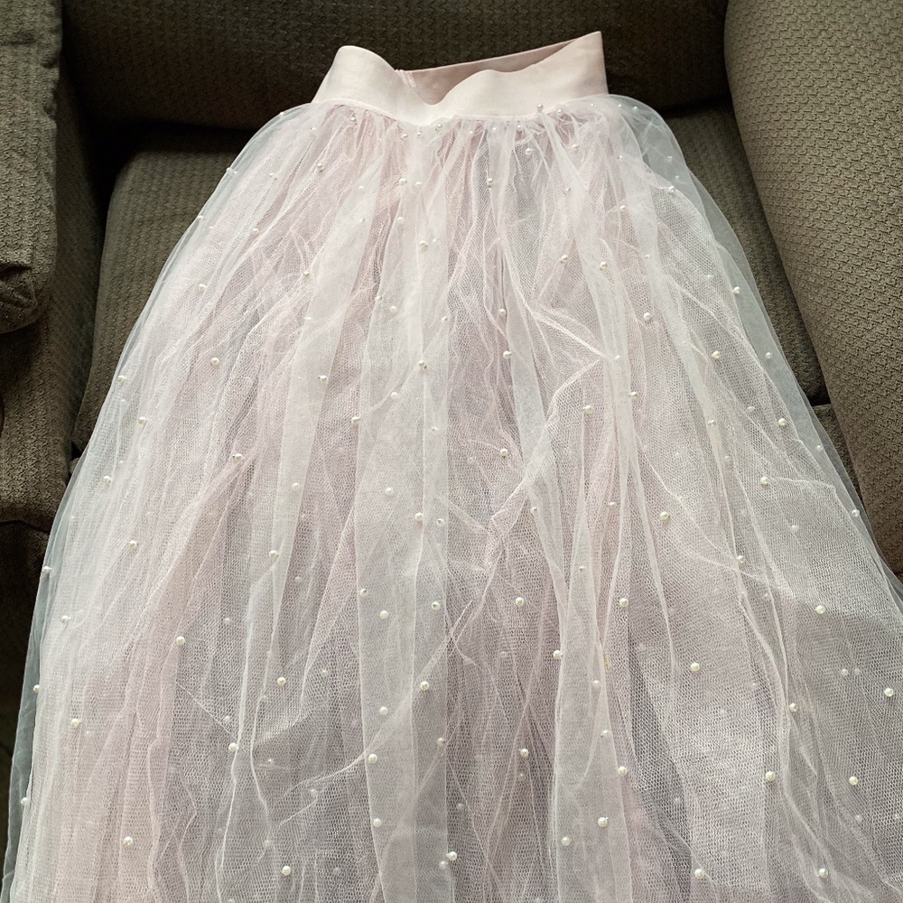 Long Sheer Dress with pearls